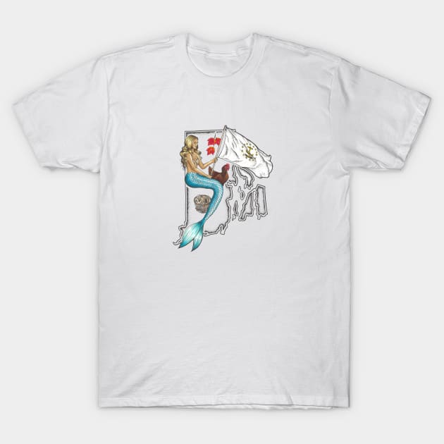 Rhode Island Mermaid T-Shirt by Elizabeth Weglein Art